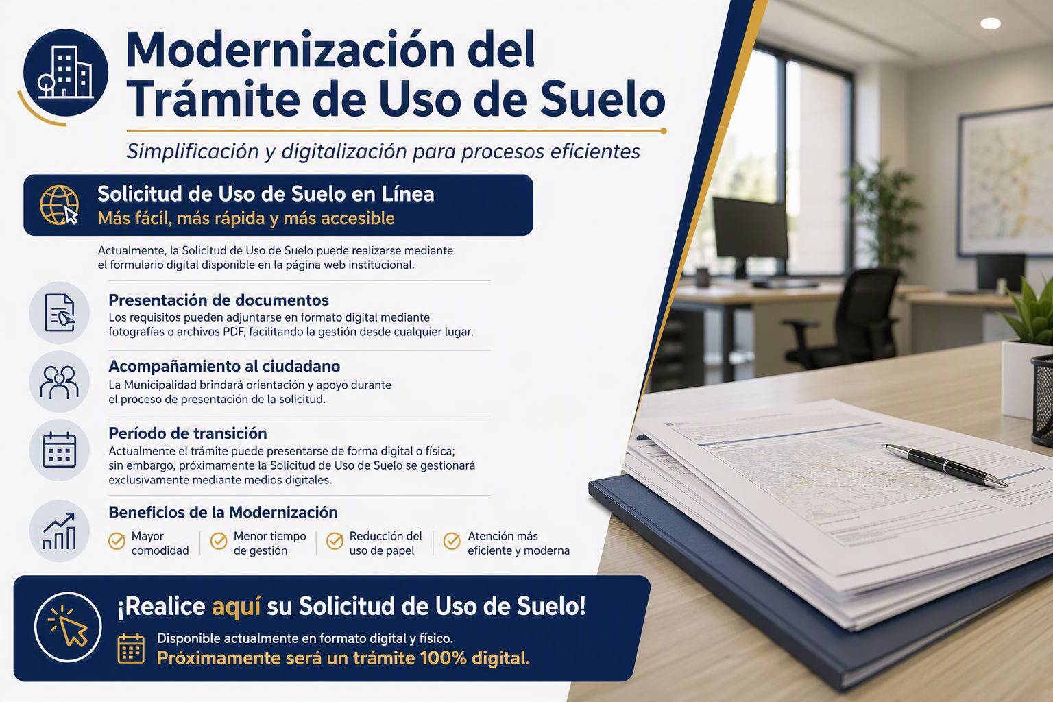 Banner informativo sobre la solicitud de uso de suelo